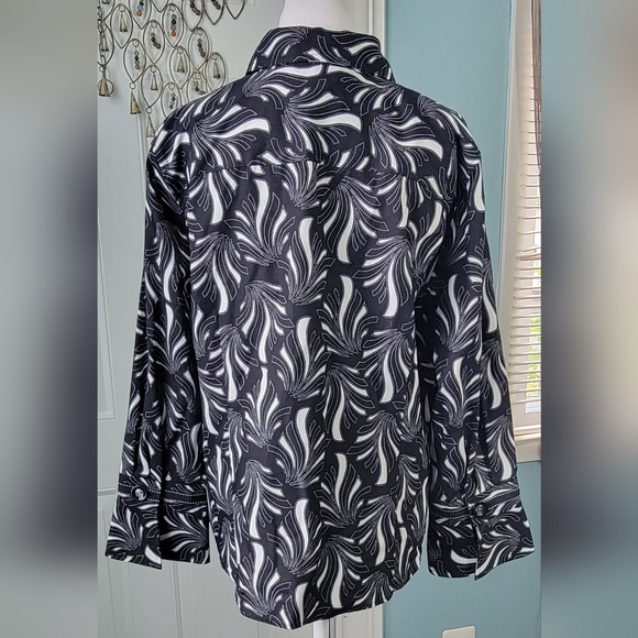 Pendleton Button Down Top Jacket Women's 16 Black & White Geometric 100% Cotton - Picture 3 of 13